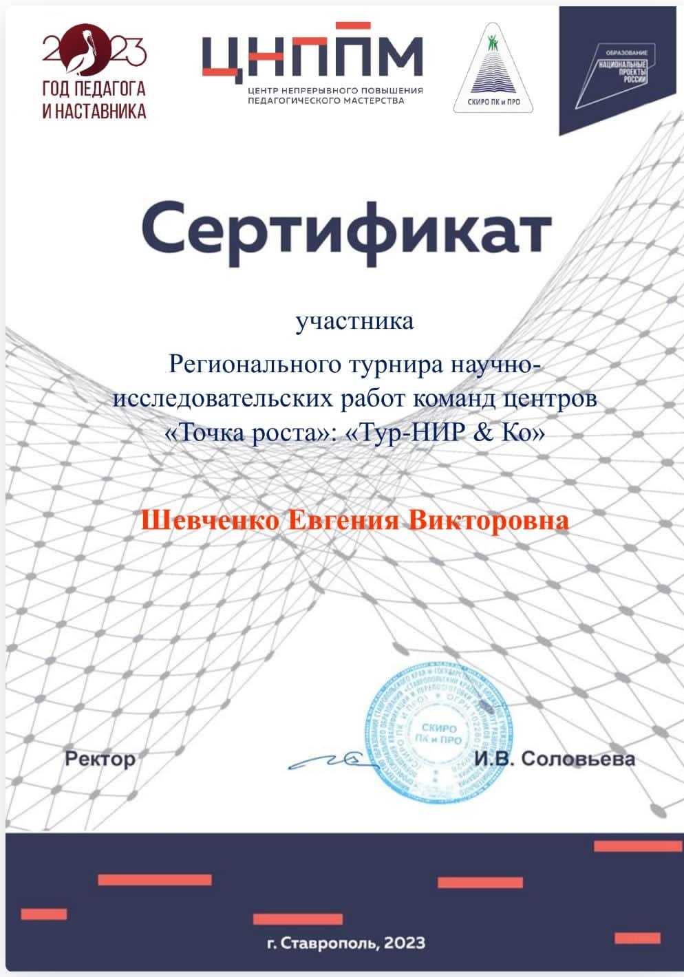 Региональный турнир научно-исследовательских работ.